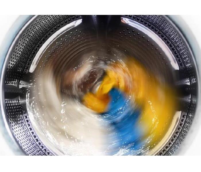 Inside view of washing machine on spin cycle