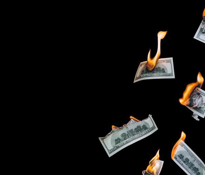 bills burning with black background